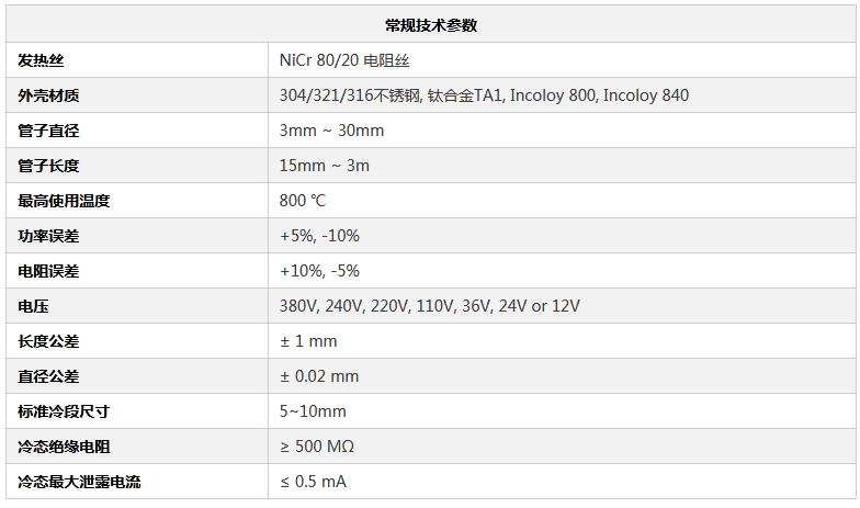 紙漿成型機電熱管技術參數(shù)